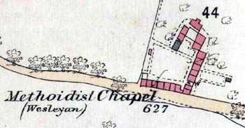 The Methodist Chapel and cottages in 1880